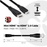 Club3D Mini HDMI to HDMI cable 1m Black CAC-1350