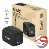 Club3D Travel Charger PPS 65Watt GAN technology, Triple port (2x USB Type-C + USB Type-A) Power Delivery(PD) 3.0 Support CAC-1913EU