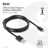 Club3D USB 3.2 Gen1 Type-A to Micro USB Cable M/M 1m Black CAC-1408