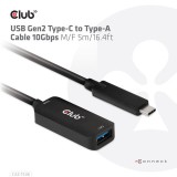 Club3D USB Gen2 Type-C to Type-A cable 5m Black CAC-1536