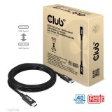 Club3D USB4 Gen3x2 Type-C Bi-Directional Cable 8K60Hz or 4K120Hz, Data 40Gbps, PD 240W(48V/5A) EPR M/M Cable 3m Black CAC-1579