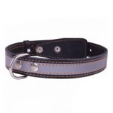 CoLLaR Bőr fényvisszaverő nyakörv - 32 - 40cm, 20mm - fekete