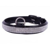 CoLLaR Csillogó nyakörv kristályokkal díszítve  - 30 - 39cm, 20mm -fekete
