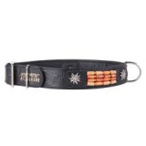 CoLLaR Díszített  bőr nyakörv- 46 - 60cm, 35mm -fekete