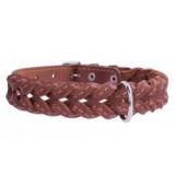 CoLLaR Fonott bőr nyakörv - 29- 35cm, 14mm - barna