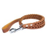 CoLLaR Fonott bőr póráz kutyáknak - 122cm, 20mm - barna