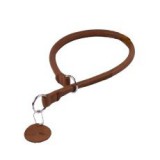 CoLLaR Kör alakú fojtogató bőr nyakörv - 35cm, 8mm - barna