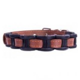 CoLLaR Rakott bőr nyakörv - 29 - 35cm, 14mm - barnás - fekete