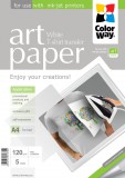 ColorWay Fotópapír, pólóra vasalható (ART T-shirt transfer, white), 120 g/m2, A4, 5 lap PTW120005A4