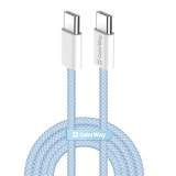 COLORWAY Kábel Type-C CW-CBPDCC061-BL, fonott pamut, PD Fast Charging 60W, 3,0A 1M kék (CW-CBPDCC061-BL)