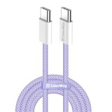 COLORWAY Kábel Type-C CW-CBPDCC061-PU, fonott pamut, PD Fast Charging 60W, 3,0A 1M lila (CW-CBPDCC061-PU)