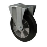 colson FIx kerék, horganyzott villába szerelve, fekete tömörgumi futófelülettel, 100 mm, 180 kg, talpas felfogatás