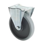 colson Fix kerék, horganyzott villába szerelve, prémium ECOFORMA tömörgumi futófelület, 125 mm, 150 kg teherbírás, talpas felfogatás