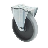 colson Fix kerék, horganyzott villába szerelve, prémium ECOFORMA tömörgumi futófelület, 200 mm, 225 kg teherbírás, talpas felfogatás