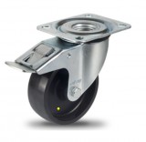 colson Forgó-fékes görgő, fekete antisztatikus (ESD) poliamid futófelület, 160 mm, 350 kg teherbírás, talpas felfogatás