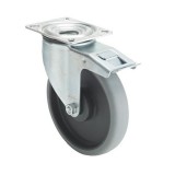 colson Forgó-fékes kerék, horganyzott villába szerelve, prémium ECOFORMA tömörgumi futófelület, 125 mm, 150 kg teherbírás, talpas felfogatás