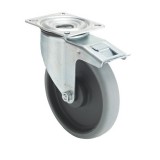 colson Forgó-fékes kerék, horganyzott villába szerelve, prémium ECOFORMA tömörgumi futófelület, 160 mm, 200 kg teherbírás, talpas felfogatás