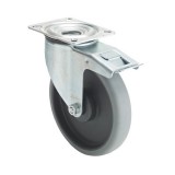 colson Forgó-fékes kerék, horganyzott villába szerelve, prémium ECOFORMA tömörgumi futófelület, 200 mm, 225 kg teherbírás, talpas felfogatás