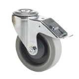 colson Forgó-fékes kerék, horganyzott villába szerelve, prémium PERFORMA tömörgumi futófelület, 125 mm, 150 kg teherbírás, furatos felfogatás