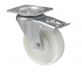 colson Forgó-Fékes kerék, (poliamid) műanyag futófelület, horganyzott villába szerelve, 100 mm, 250 kg teherbírás, talpas felfogatás