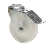 colson Forgó-Fékes kerék, (poliamid) műanyag futófelület, horganyzott villába szerelve, 125 mm, 150 kg teherbírás, furatos felfogatás