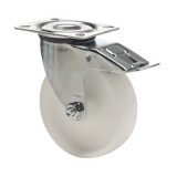 colson Forgó-Fékes kerék, (poliamid) műanyag futófelület, horganyzott villába szerelve, 160 mm, 350 kg teherbírás, talpas felfogatás