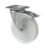 colson Forgó-Fékes kerék, (poliamid) műanyag futófelület, horganyzott villába szerelve, 200 mm, 500 kg teherbírás, talpas felfogatás