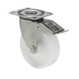 colson Forgó-fékes kerék, (poliamid) műanyag futófelület, rozsdamentes villába szerelve, 160 mm, 400 kg teherbírás, talpas felfogatás