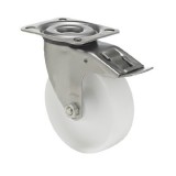 colson Forgó-fékes kerék, (poliamid) műanyag futófelület, rozsdamentes villába szerelve, 80 mm, 150 kg teherbírás, talpas felfogatás