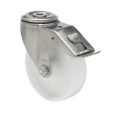 colson Forgó-fékes kerék, (polipropilén) műanyag futófelület, horganyzott villába szerelve, 100 mm, 160 kg teherbírás, furatos felfogatás