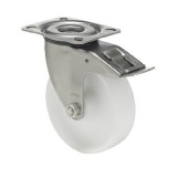 colson Forgó-fékes kerék, (polipropilén) műanyag futófelület, horganyzott villába szerelve,100 mm, 160 kg teherbírás, talpas felfogatás