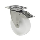 colson Forgó-fékes kerék, (polipropilén) műanyag futófelület, horganyzott villába szerelve, 125 mm, 180 kg teherbírás, talpas felfogatás