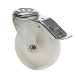 colson Forgó-Fékes kerék, (polipropilén) műanyag futófelület, horganyzott villába szerelve, 80 mm, 120 kg teherbírás, furatos felfogatás