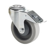 colson Forgó-fékes kerék, rozsdamentes villába szerelve, prémium PERFORMA tömörgumi futófelület, 125 mm, 150 kg teherbírás, furatos felfogatás