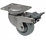 colson Forgó-fékes kerék, rozsdamentes villába szerelve, prémium PERFORMA tömörgumi futófelület, 125 mm, 150 kg teherbírás, talpas felfogatás