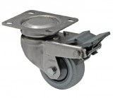 colson Forgó-fékes kerék, rozsdamentes villába szerelve, prémium PERFORMA tömörgumi futófelület, 80 mm, 120 kg teherbírás, talpas felfogatás