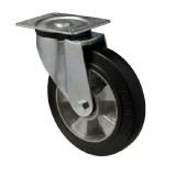 colson Forgó kerék, horganyzott villába szerelve, fekete tömörgumi futófelülettel, 100 mm, 180 kg, talpas felfogatás