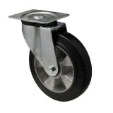 colson Forgó kerék, horganyzott villába szerelve, fekete tömörgumi futófelülettel, 160 mm, 350 kg, talpas felfogatás