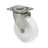 colson Forgó kerék, (poliamid) műanyag futófelület, rozsdamentes villába szerelve, 100 mm, 200 kg teherbírás, talpas felfogatás