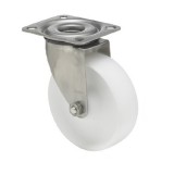 colson Forgó kerék, (poliamid) műanyag futófelület, rozsdamentes villába szerelve, 125 mm, 200 kg teherbírás, talpas felfogatás