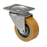 colson Forgó kerék, Poluretán futófelülettel, horganyzott villába szerelve, 100 mm, 200 kg teherbírás, talpas felfogatás