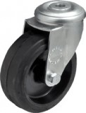 colson Hőálló (+250 C-ig) Forgó kerék, rozsdamentes villába szerelve, Gumis futófelület, 100 mm, 75 kg teherbírás, furatos felfogatás