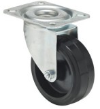 colson Hőálló (+250 C-ig) Forgó kerék, rozsdamentes villába szerelve, Gumis futófelület, 100 mm, 75 kg teherbírás, talpas felfogatás