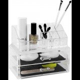 Compactor Kozmetikai rendszerező - 2 fiók, felső tárolórekesz, átlátszó műanyag (RAN5048)