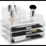 Compactor Nagy kozmetikai rendszerező - 3 fiók, felső tárolórekesz, átlátszó műanyag (RAN5055)
