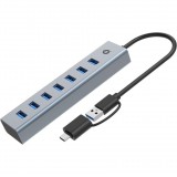 Conceptronic HUBBIES21G hálózati csatlakozó USB 3.2 Gen 1 (3.1 Gen 1) Type-A 5000 Mbit/s Szürke (HUBBIES21G)