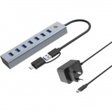 Conceptronic HUBBIES21GP hálózati csatlakozó USB 3.2 Gen 1 (3.1 Gen 1) Type-A 5000 Mbit/s Szürke (HUBBIES21GP)