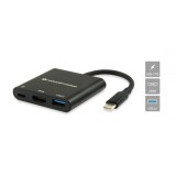 Conceptronic Notebook Dokkoló - DONN01B (Bemenet: USB-C, Kimenet: HDMI+USB-C PD:60W+USB-A 3.0, fekete)