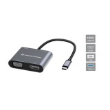 Conceptronic Notebook Dokkoló - DONN16G (Bemenet: USB-C, Kimenet: HDMI+VGA+USB-A PD:100W, ezüst)
