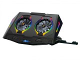 Conceptronic  THYIA02B ERGO RGB 2 ventilátoros gamer laptop hűtőpad mobiltartóval